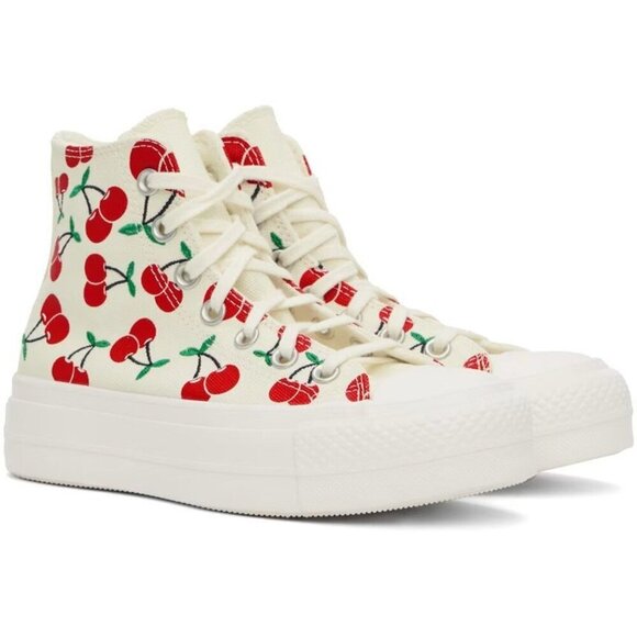 CONVERSE Off-White Chuck Taylor Lift Platform Cherries High Top Sneakers 7.5 - Picture 4 of 5